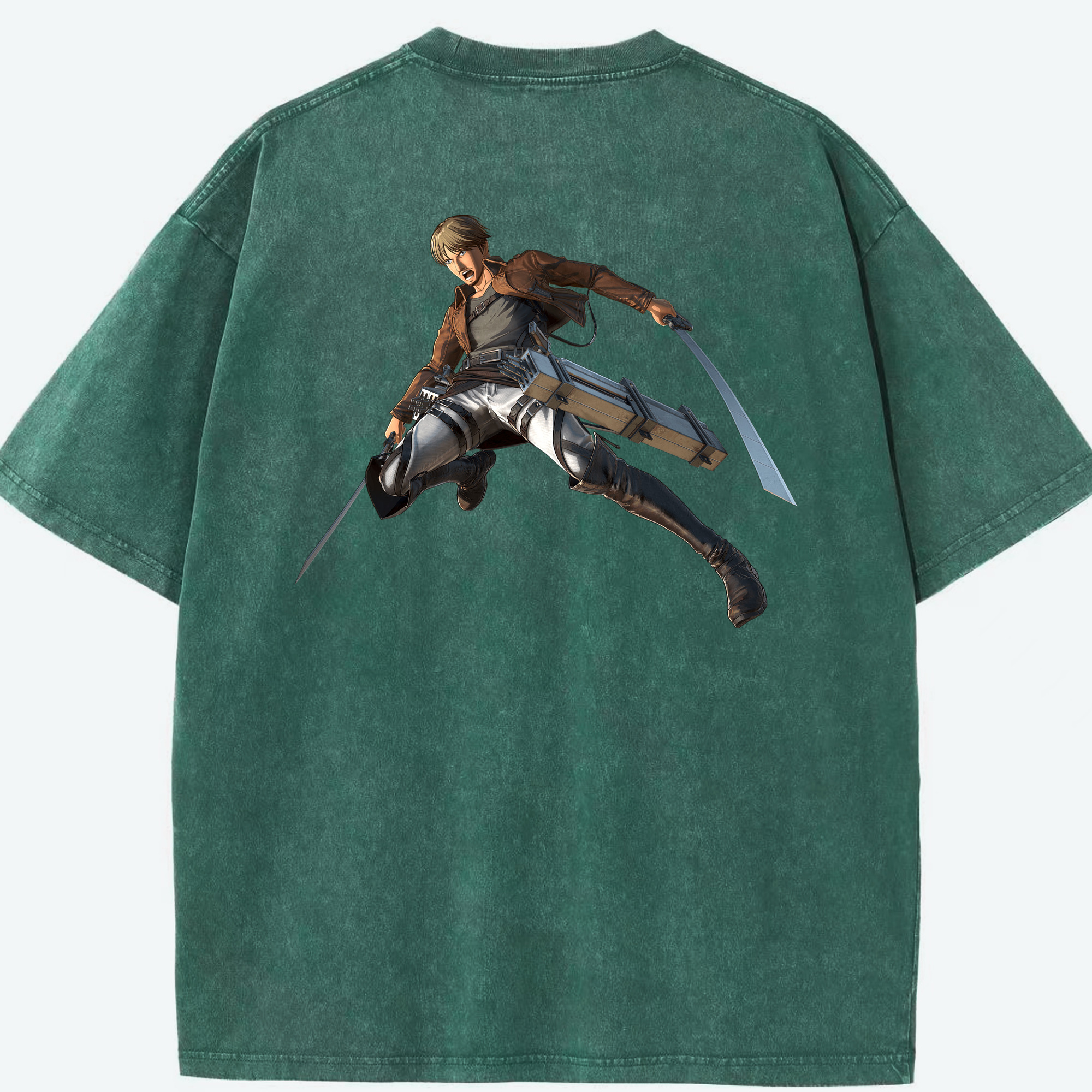（画像用） 進撃の巨人 Attack on Titan 綿100% ヴィンテージ風 半袖Tシャツ（背面プリント）